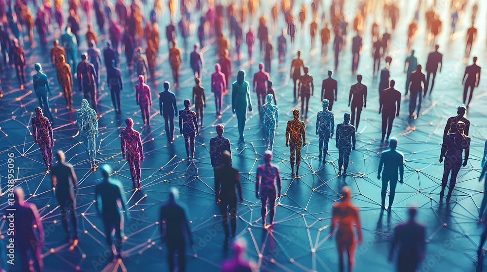 Poster abstract network of interconnected people, showcasing global connectivity and communication. image d