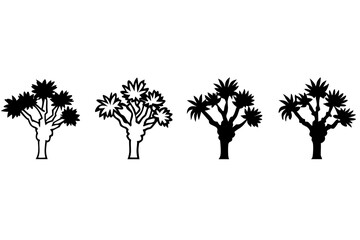 Fototapeta premium differences styles of joshua tree line art silhouette vector illustration