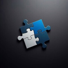 Puzzleteile in blau und weiß