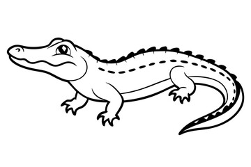 alligator line art silhouette vector illustration