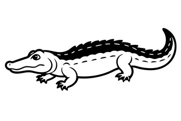 alligator line art silhouette vector illustration