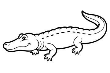 alligator line art silhouette vector illustration