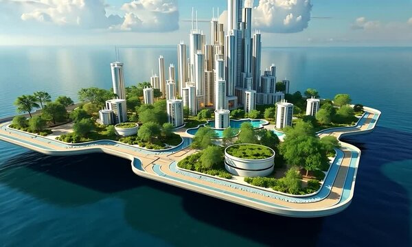 Futuristic Island City: A Vision of Sustainable Urban Living