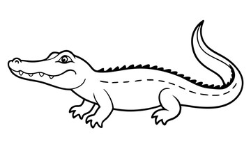 alligator line art silhouette vector illustration