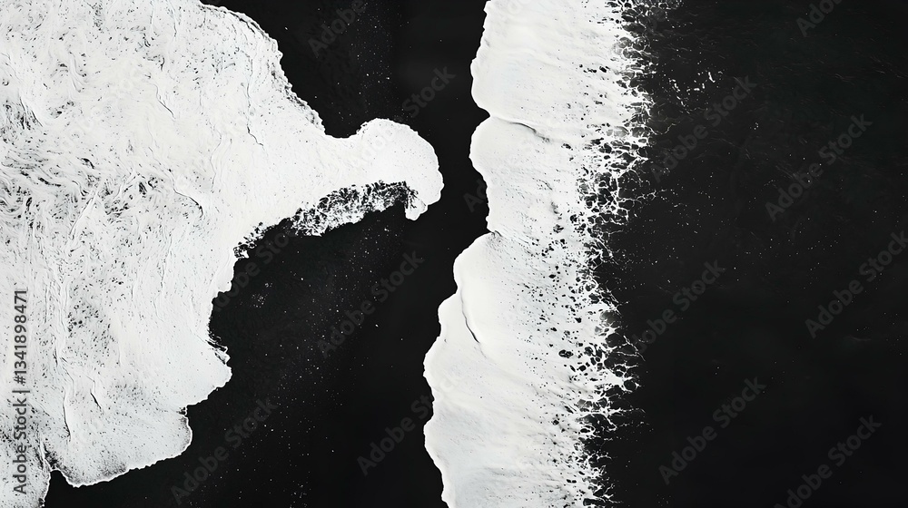 Poster abstract black and white image resembling waves crashing on a shore. perfect for backgrounds, design