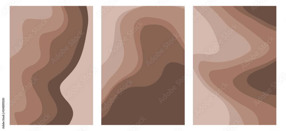 Aufkleber brown and milk chocolate wave background. caramel and mocha mousse swirl textured vector pattern. ab