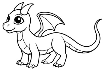 baby dragon line art silhouette vector illustration