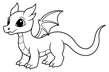 baby dragon line art silhouette vector illustration