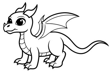 baby dragon line art silhouette vector illustration