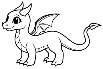 baby dragon line art silhouette vector illustration