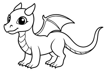 baby dragon line art silhouette vector illustration
