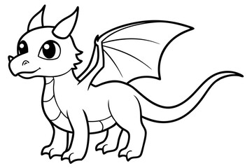 baby dragon line art silhouette vector illustration
