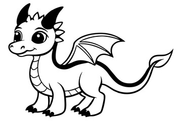 baby dragon line art silhouette vector illustration
