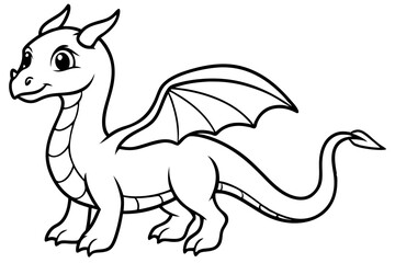 baby dragon line art silhouette vector illustration