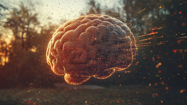 Artificial Intelligence Brain Floating