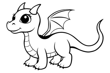 baby dragon line art silhouette vector illustration
