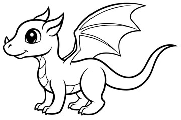 baby dragon line art silhouette vector illustration