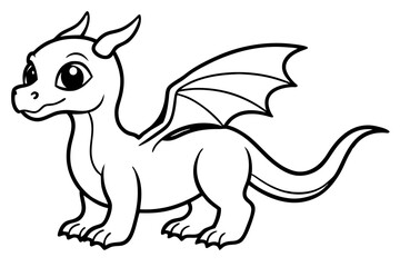 baby dragon line art silhouette vector illustration