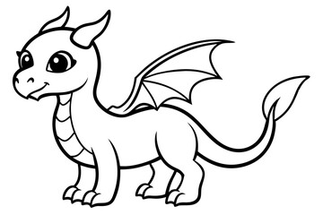 baby dragon line art silhouette vector illustration