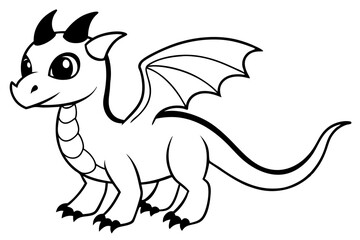 baby dragon line art silhouette vector illustration