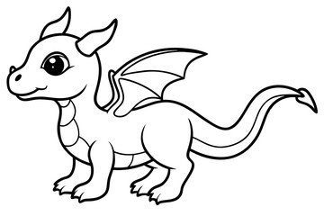 baby dragon line art silhouette vector illustration