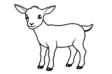 baby goat line art silhouette vector illustration