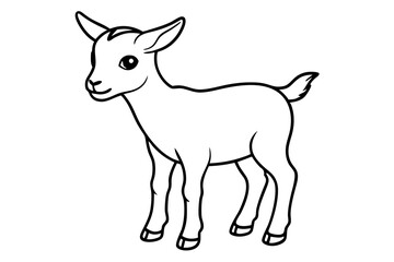 baby goat line art silhouette vector illustration