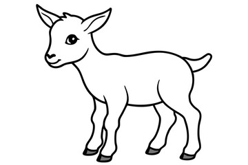 baby goat line art silhouette vector illustration