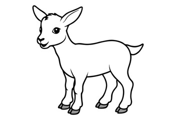 baby goat line art silhouette vector illustration