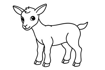 baby goat line art silhouette vector illustration