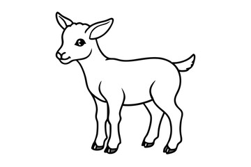 baby goat line art silhouette vector illustration