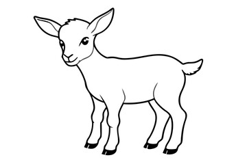 baby goat line art silhouette vector illustration