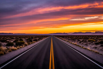 A long, empty Texas highway stretching through the desert with a dramatic sky overhead (3)