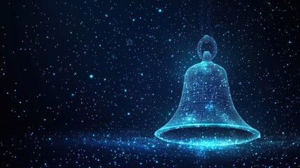 Abstract glowing bell in starry night sky