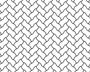 Abstract seamless pattern with black wave shapes on a white background