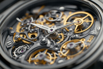 Intricate details of a mechanical watch