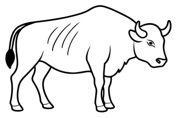 buffalo line art silhouette vector illustration