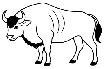 buffalo line art silhouette vector illustration