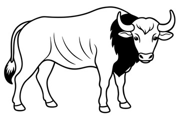 buffalo line art silhouette vector illustration