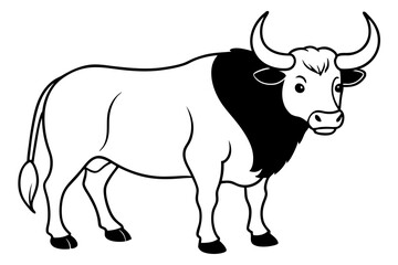 buffalo line art silhouette vector illustration