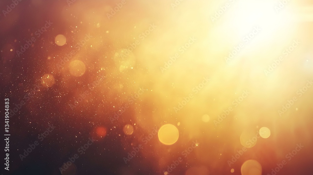 Poster golden bokeh lights and dust particles background. perfect for adding a warm, magical touch to your 