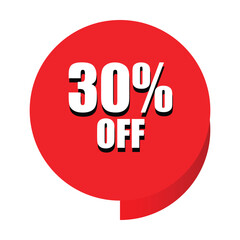  30% Off Sale Badge and Promotional Sticker on White Background