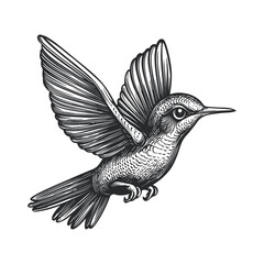 Fototapeta premium Detailed Woodcut Style Illustration of a Hummingbird in Motion