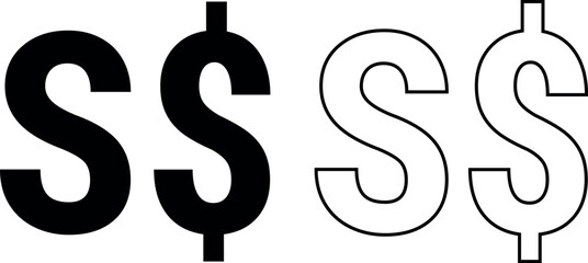 Singapore Dollar currency symbol icon. Clean and modern vector illustration of the SGD ($), representing Singapore’s financial sector, economy, and business transactions.