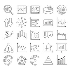 Vector  Chart Icons - outline.Growing bar graph. Business graphs and charts icons. Statistics and analytics Statistic and data, charts