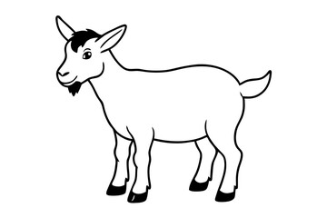 dwarf goat line art silhouette vector illustration