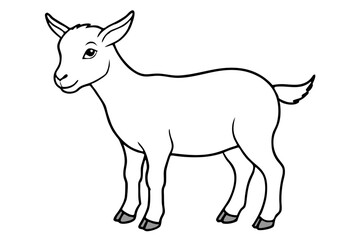 dwarf goat line art silhouette vector illustration