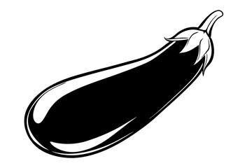 eggplant line art silhouette vector illustration