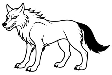 fenrir line art silhouette vector illustration