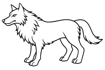 fenrir line art silhouette vector illustration